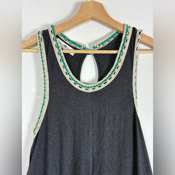 Natural Life Willow Jumpsuit Wide Leg Charcoal Cropped Small Crotchet Trim - Picture 10 of 14